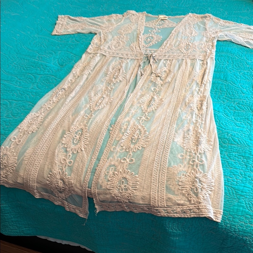 Forgotten Grace Grey Lace Cover-Up